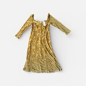 Rihoas Gold Velvet Floral Dress